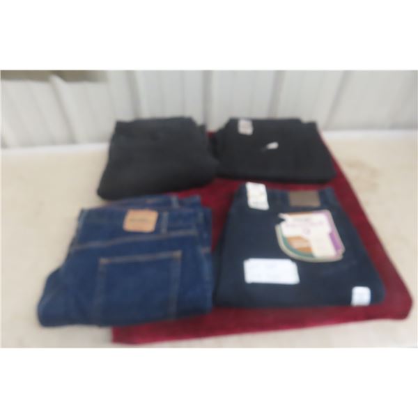 4 New Pairs of Denim Pants – Size 42" × 32", 2 Blue and 2 Black