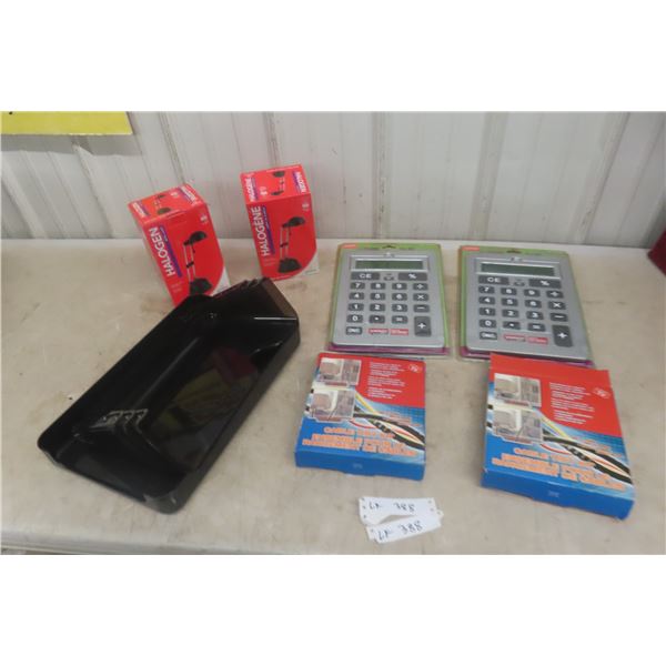 2 Giant Calculators, Computer Cable Tidy Kit, 2 New Desk Lamps and Organizer