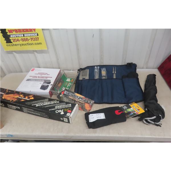 BBQ Utensils, BBQ Rotisserie, Apex Propane to Natural Gas Conversion Kit and Rib/Chicken Basket