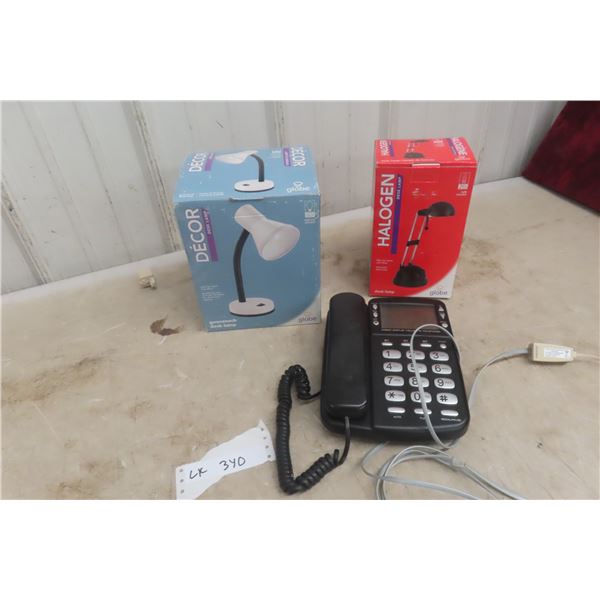 2 New Desk Lamps and Phone