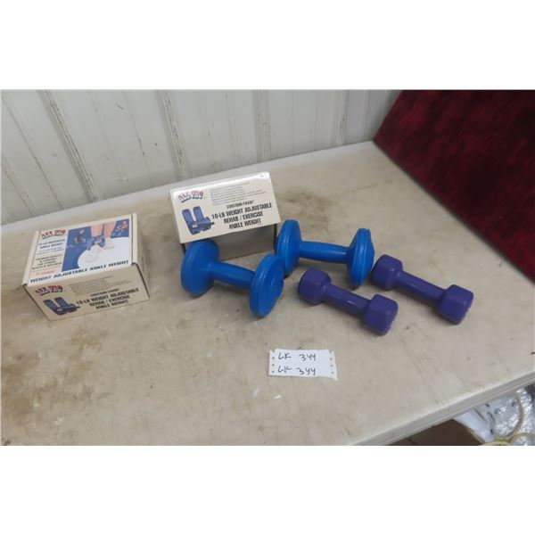 2 Sets of Ankle Weights and 4 Dumbbells
