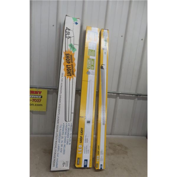 New Shop Fluorescent Light Fixture and 2 LED 3-in-1 Bulbs