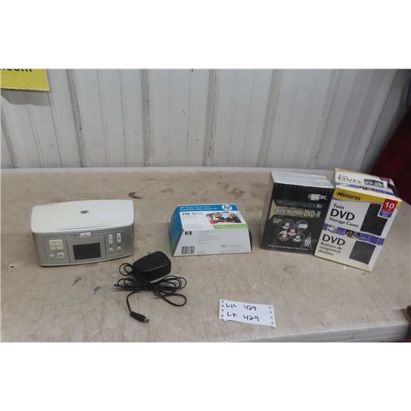 HP PhotoSmart 375 Printer with Ink & Paper and DVD Storage Cases