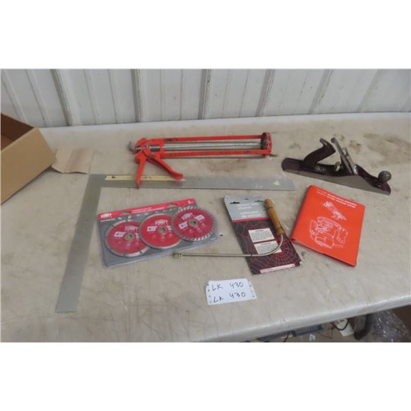 Diamond Blade Set, Caulking Gun, Stanley Plane and Square