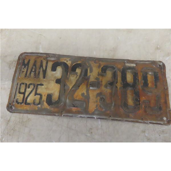 1925 Manitoba Licence Plate