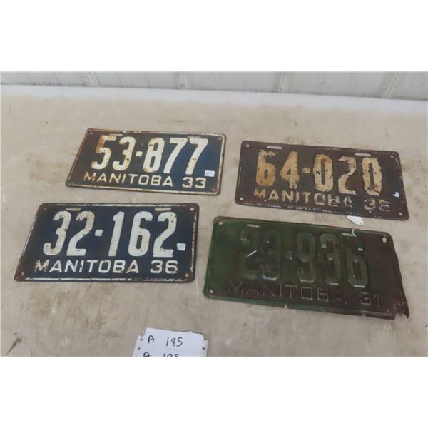 4 1930s Manitoba Licence Plates