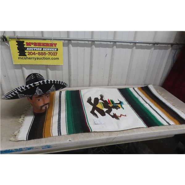 Authentic Mexican Sombrero and Blanket 2' x 5' 