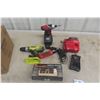 Image 1 : Box of Assorted Tools, Skill Tools, Ryobi Drill Only, GE Battery Charger, Milwaukee