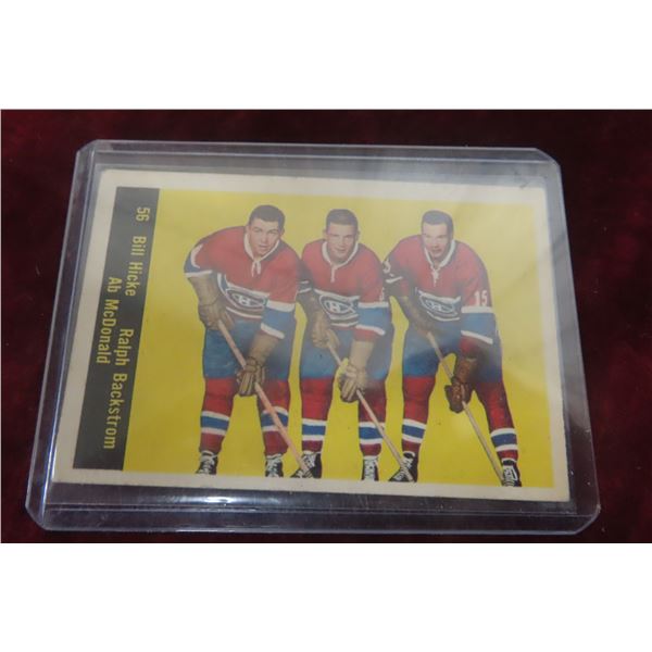 Parkhurst 1960-61 Hicke, Backstrom, McDonald Card Montreal Canadiens 