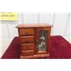 Image 1 : Wooden Jewelry Box with Assorted Rings & Necklaces