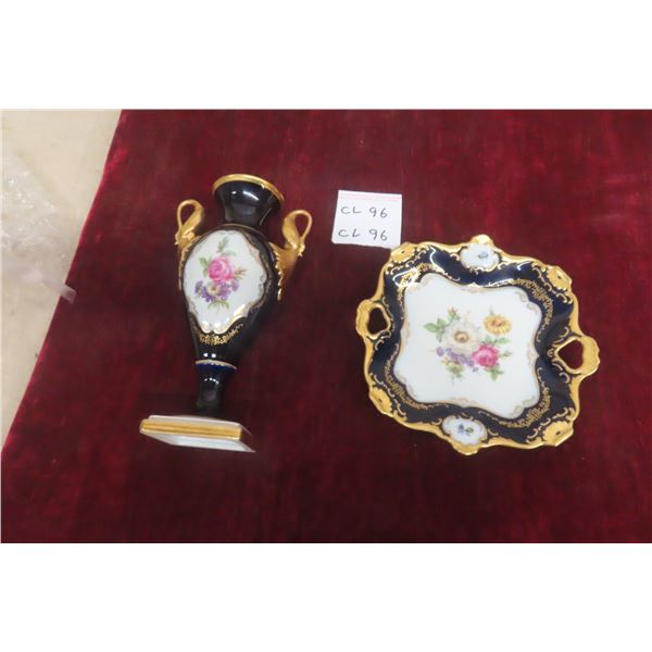 Vintage Floral Dish & Vase Kaiser Schaffeuer-Kobalt 1440 