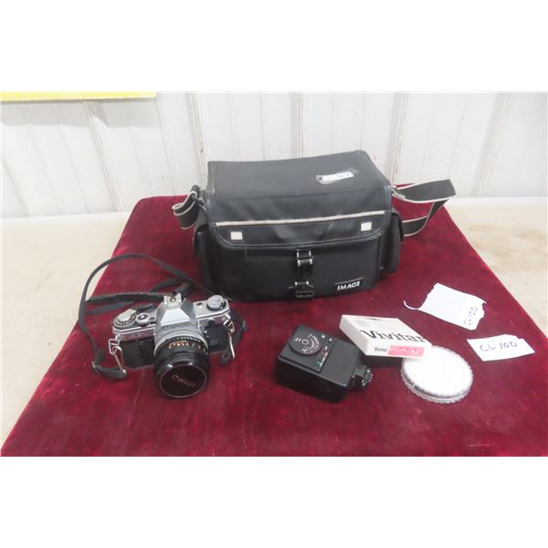 Canon AE1 Camera + Flash with Image Camera Bag 