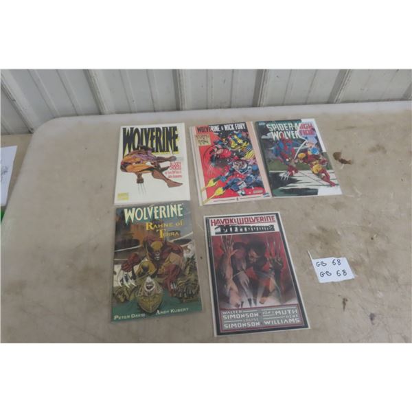5 Wolverine Comics:  Bloody Choices, Rahne of Terra, Wolverine&Nick Fury, Havok
