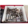 Image 4 : Metal Tool Box with Bottom Drawer, Wrenches, Sockets, Ratchets 3/8'' +