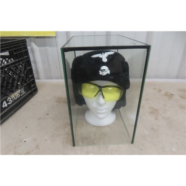 German Winter Hat with Mannequin Head and Display Case 