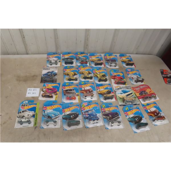 25 Hot Wheels in Packages, Many Volkswagon, 1:64 Scale Diecast 