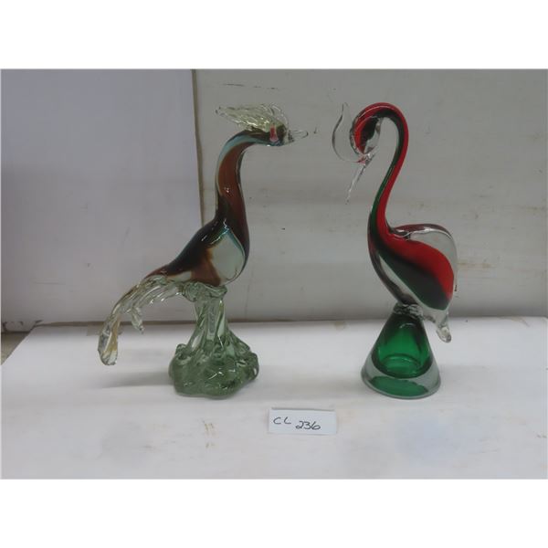Beautiful Blown Glass Bird Ornaments, 12½" Tall