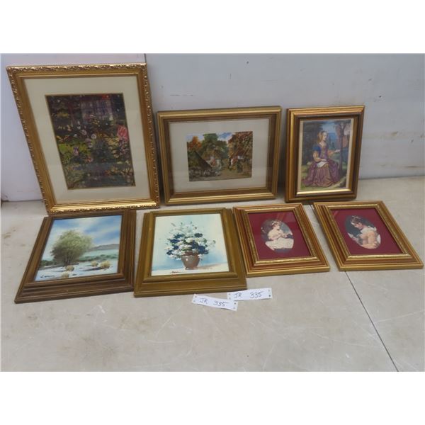 7 Framed Pictures Including 2 Oils – Largest 17" × 14"