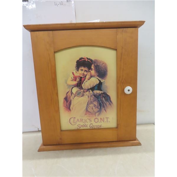 Vintage Pine Clark's O.N.T. Spool Cotton Cabinet, 22"H × 19½"W × 7"D