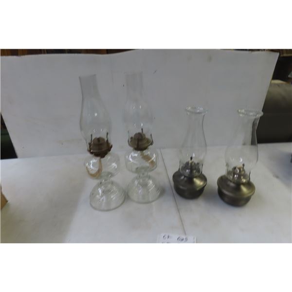 4 Coal Oil Lamps and Chimney