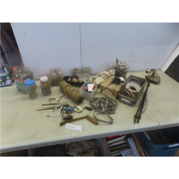 Fasteners: Nails, Bolts, Washers, Nuts, Hinges, Cabinet Hardware, Rope