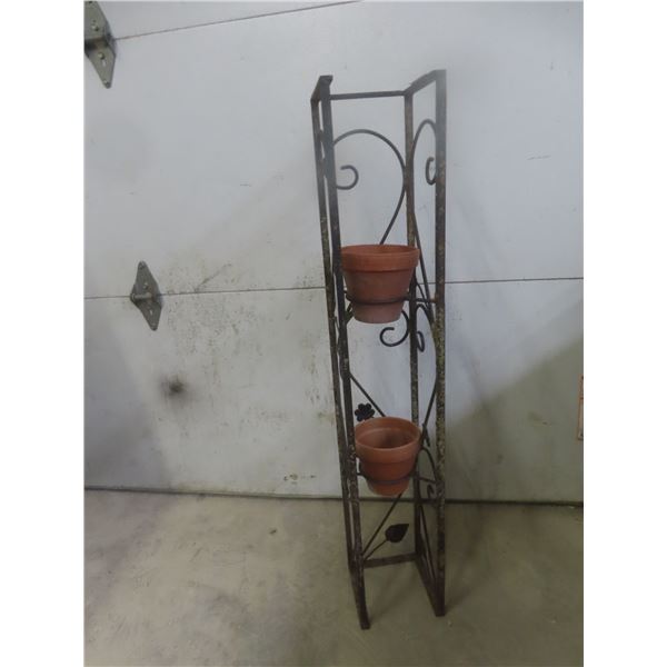 Black Freestanding Wrought Iron Plant Stand, 41" × 7" × 7", with 2 