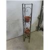 Image 5 : Black Freestanding Wrought Iron Plant Stand, 41" × 7" × 7", with 2 