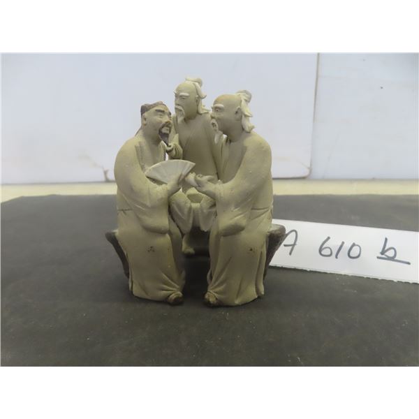 Redware Chinese Mudman Figurine, 3¾" Tall