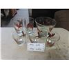 Image 1 : Hazel Atlas Red Bird "Pheasant Collection" Ice Bucket with 5 Matching 