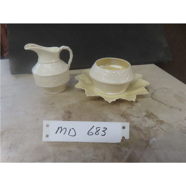 3-Piece Belleek Cream and Sugar Bowl Set