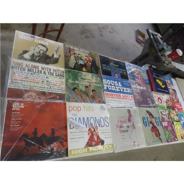 12 LPs Easy Listening and Strauss Waltzes, 78 RPM; 11 Children's 45 