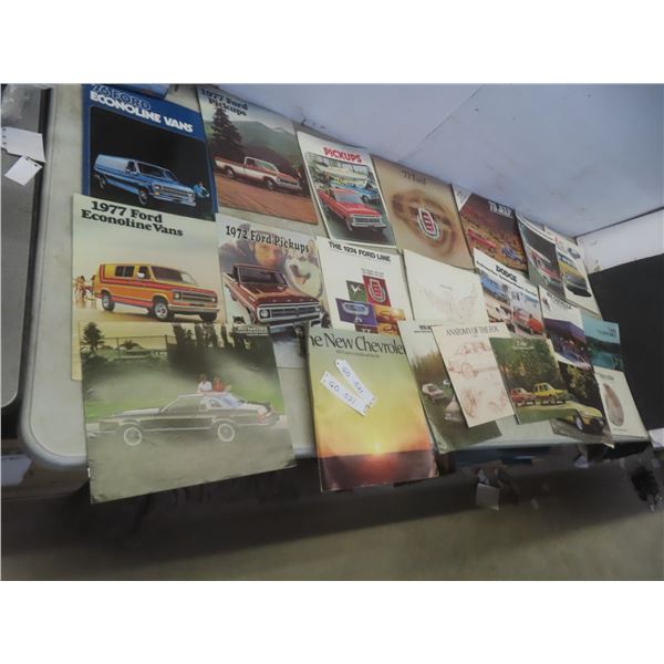 Brochures, 1970s: Ford, GM Chevrolet, AMC, Oldsmobile, Jeep, and