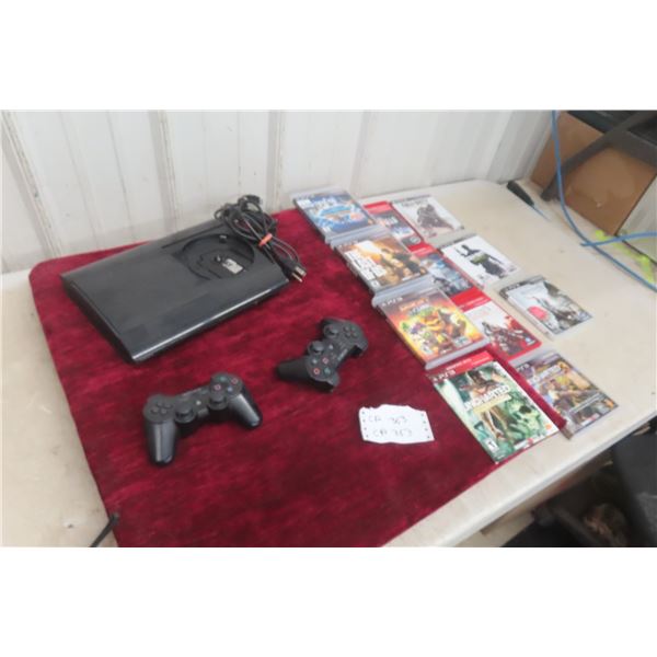 PS3 Console Complete with 3 Controllers, Lid and 10 Games - Working