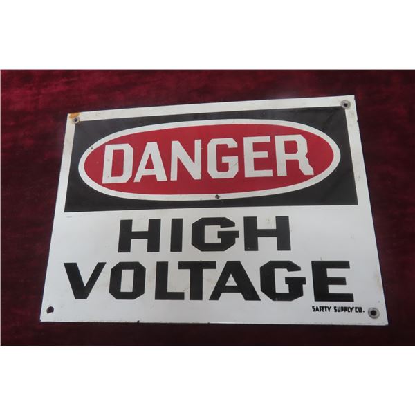"Danger High Voltage" Porcelain Sign, 10" ? 14"