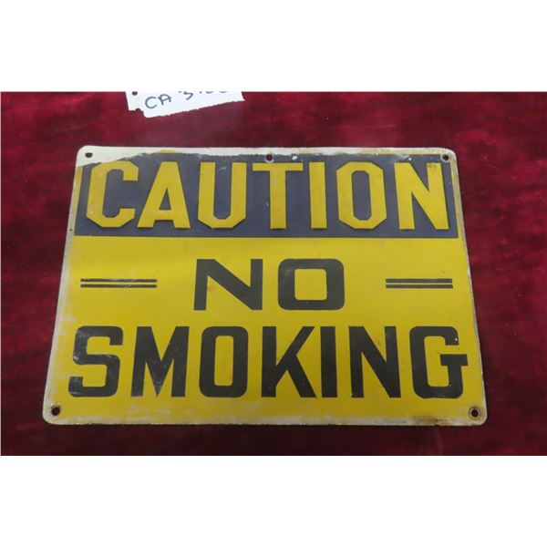 "Caution No Smoking" Embossed Metal Sign, 9O" ? 7"
