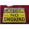 Image 1 : "Caution No Smoking" Embossed Metal Sign, 9O" ? 7"