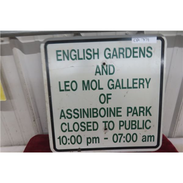English Gardens Assiniboine Park Metal Sign, 18" ? 18"