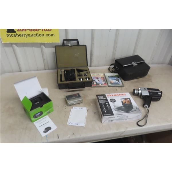 Sylvania 7" DVD Player; Dash Camera; Home Video Camera; Ansomatics