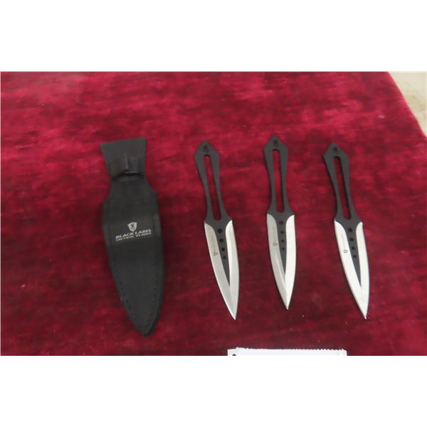 Black Label Set of 3 Throwing Knives with Holster