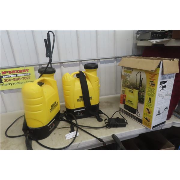 2 Hudson Never-Pump Battery-Operated Backpack Sprayers with 
