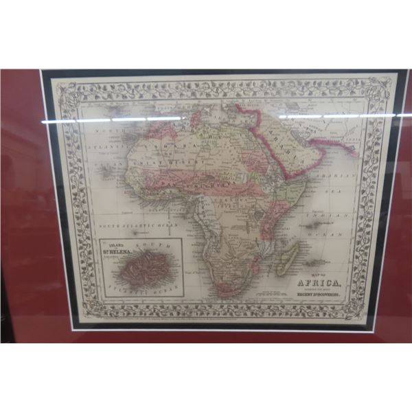 Map of Africa, Framed and Matted, 33" × 20"