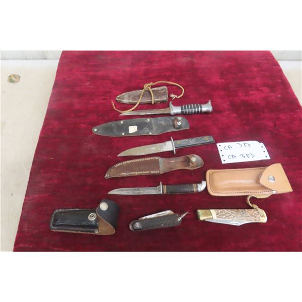 5 Hunting and Pocket Knives with Sheaths