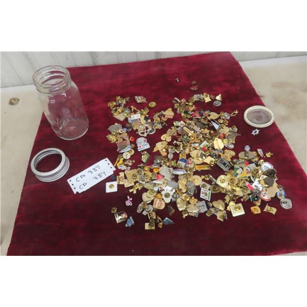 Quart Mason Jar Full of Pins