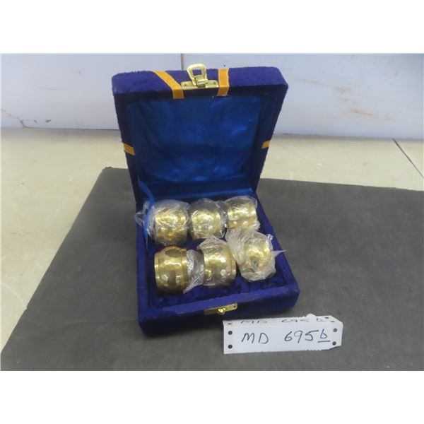 Velvet Case with 6 Brass Napkin Rings