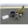 Image 1 : Sterling Silver Cup with Blue Glass Insert; Sterling Salt and Pepper Shakers;