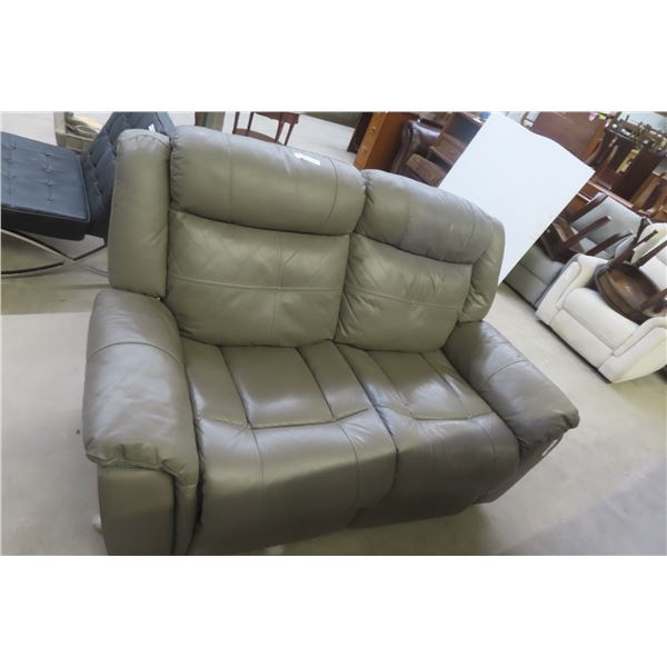 Leather/Leather-Style Reclining Couch, 64" Wide