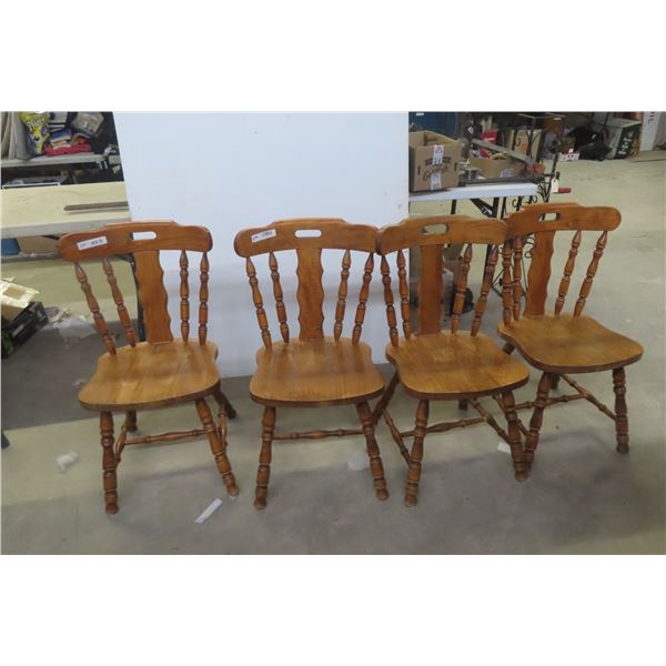 4 Wood Kitchen Chairs – Matching, Mid-Century Style