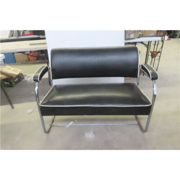 Mid-Century Art Deco Cantilever Bench with Arm Rest, 44" Wide