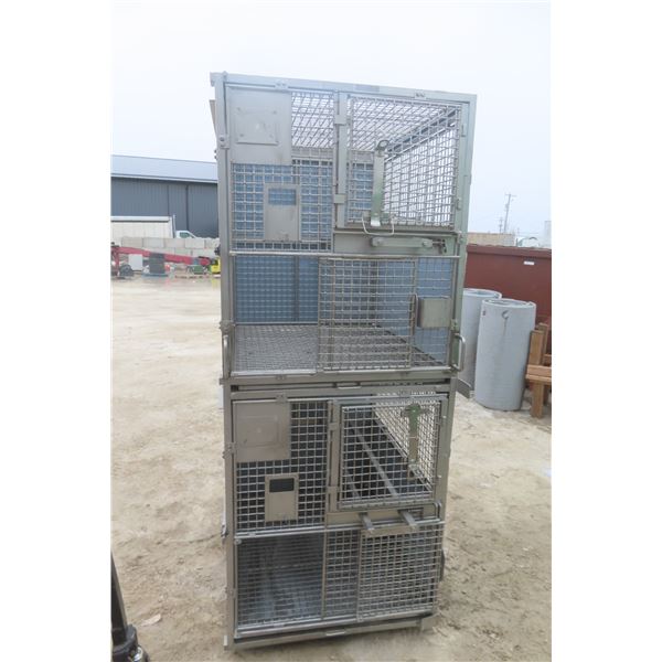 Stainless Steel 2-Tier Rolling Dog Kennel – Veterinary Quality,