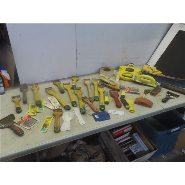 Scrapers, Blades, Putty Knives, Rasps, Sander, Tape Measures, and More